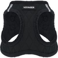 Voyager Step-In Plüsch-Hundegeschirr by Best Pet Supplies - Step-In-Westengeschirr für kleine und mittelgroße Hunde, Weicher Plüsch, Schwarzer Plüsch, size M - Brust 40- 45 cm