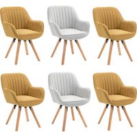 MEUBLES COSY Lot de 6 Chaise Salle à Manger Scandinave Fauteuil Coiffeuse Siège Pivotant avec Accoudoirs pour Chambre Salon Cuisine Bureau, Multicolore