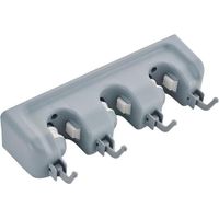 Ahlsen Wandbesenhalter und Gartenwerkzeug-Organizer, 4 Haken und 3 Schlitze, Wandbesenaufhänger für Küche, Badezimmer, Garage, Garten, Grau