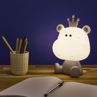 Lampe Veilleuse - HOME DECO KIDS - Hippopotame - Lumineuse - Blanc et gris