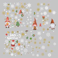 Autocollants de fenêtre de Noël - Motif Père Noël - Couronne de flocons de neige - Décoration de fenêtre - Double face - PVC - Pour fenêtre en verre - Décoration de Noël