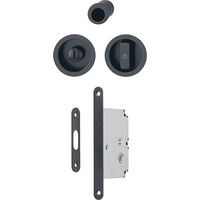 HOPPE Schiebetürmuschel Set 4920 - WC mit Schloss, rund, schwarz matt