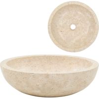 Vidaxl – Évier marbre crème 40x12 cm – Lave mains à poser – Finition lisse – Diamètre trou de vidange 4,5 cm – Pour salle de bain moderne