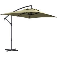 Parasol déporté 294x193 cm avec manivelle beige, modèle excentré pour terrasse, jardin et balcon