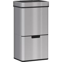 72L Recycling Sensor Bin Stainless Steel 3 Compartments For Both Wet/Dry Waste w/Removable Lid Kitchen Home