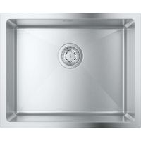 Évier 1 bac inox brossé 54x44 cm – Installation rapide GROHE FastFixation – Couche isolante GROHE Whisper – 31574SD1