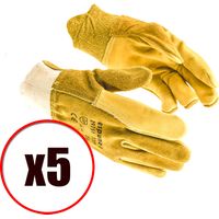 Lot de 5 paires de gants de travail et manutention cuir fleur de bovin EN388 Taille - Taille 9