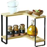 Étagère dAngle Cuisine - Bois FSC et Métal - 30 x 30 x 28 cm - Livraison gratuite