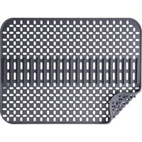 Tapis d'évier en silicone, 43 x 32 cm, 1 cm d'épaisseur, compatible lave-vaisselle, résistant à la chaleur et antidérapant, gris foncé