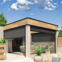 Store vertical pour pergola LOLITE et HELIOLITE (Motorisation à télécommande - Gris anthracite RAL 7016 - Gris anthracite 285g/m² (micro-perforée) - 2.50 x 2.50 m)
