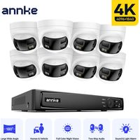 ANNKE 4K PoE-Überwachungssystem, 8 x 8-MP-Dual-Objektiv-Außenkameras mit 180°-Schwenkbereich und Farbnachtsicht, 8-Kanal-12-MP-H.265+-NVR, Personen-/Fahrzeugerkennung und Zwei-Wege-Audio.