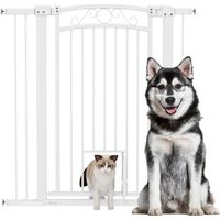 Cancellino per Cani Regolabile con Estensioni e Porta per Gatti, 76-104x106cm, Bianco