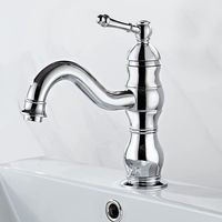 Robinet Lavabo Rétro,Pivotant à 360° Robinet Salle de Bain, Mitigeur Lavabo en Laiton, Mitigeur Salle de Bain avec Valve en Céramique Neuve, Chromé