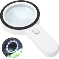 AMXCNOY Beleuchtete Leselupe, 30-fache Vergrößerung mit 12 LEDs, Handlupe, beleuchtete Lupe zum Lesen, für Schmuck, Senioren, Sehbehinderte, Beobachtung und Bastelarbeiten (Weiß)