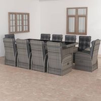vidaXL Salon de jardin 11 pcs avec coussins Résine tressée Gris