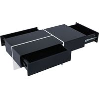 TABLE Élégante Design LED Innovation Particle Board Noir 100 x 50 x 34.5 cm