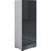 Mobile Soggiorno con Piedini 2cm Vetrina Salotto Moderno Vetrinetta pensile 40x128x28cm Modello Luke V1 Bianco e Nero lucido
