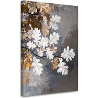 Impresión de Imagen Hojas de roble naturales blanco-beige 70x100