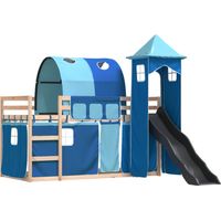 vidaXL Lit superposé sans matelas avec toboggan et rideaux 80x200 cm