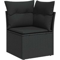 Garten-Sofa-Set mit Kissen mit Speicher 9 pcs Schwarz vidaXL