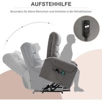 Fauteuil électrique relaxant avec aide au levage, fauteuil massant inclinable et chauffant, fauteuil inclinable à télécommande avec poche latérale, tissu polyester réglable, gris foncé