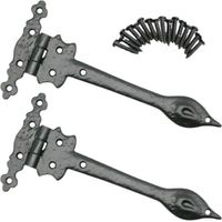 Black Antique Door Spear Door Hinge 9 Inch False Tee Door Hinges Decorative Victorian Spear Garage Gate Hinge Sliding Door Front Hinge with Matching Fixing Screws Pack of 2.