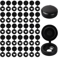 Lot de 100 Capuchons de Vis à Charnière, Cache Vis en Plastique, Anticorrosion Bouchons à Vis Etanche, Couvercles à Vis Rabattables, Noir Couvertures à Vis pour Meubles Placards Étagères