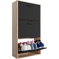 CASABEL Meuble à Chaussures Moderne 3 Abattants - 18 Paires