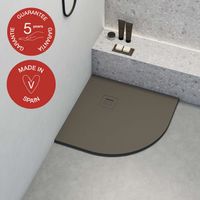 Receveur de douche Poalgi, extraplat, semi-circulaire, gris tundra, L.80 x l.80 cm, finition ardoise, série Hos's