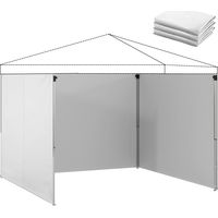 3 Paredes Laterales para Carpas de 3x3 m 300x200 cm Paredes Laterales de Repuesto de Tela Oxford con Cremallera Blanco