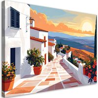 Tableau Moderne, Italie Toscane maisons rues paysage,30x20