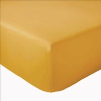 Drap Housse coton bonnet 23 cm fabriqué en France Jaune moutarde 90x190 cm