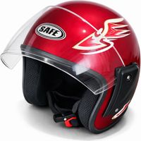 Casque avec visière pour moto, scooter, quad - Taille M/L, rouge métallisé