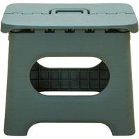 Folding step stool with handle, small portable and foldable plastic stool (L, green)