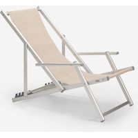 Sea Strandliegestuhl mit klappbaren Armlehnen aus Aluminium Riccione Gold Lux - Beige