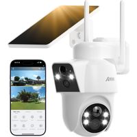 ANRAN 4MP Caméra Surveillance WiFi Extérieure sans Fil Solaire, Double Objectif Double PIR, 360° Solaire Caméra