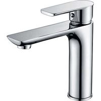 Miscelatore per lavabo da bagno con maniglia quadrata in ottone, miscelatore per acqua calda e fredda con leva singola, argento (senza tubo)