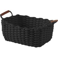 Panier de Rangement en Corde de Coton Organisateurs de Paniers de Rangement Rectangulaires Naturels DéCoratifs Pour Chambre de BéBé, Chambre à Coucher, Salon, Noir, Medium