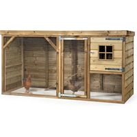 Fatmoose Hühnerstall mit Auslauf CosyChicken Cottage aus Holz - 243x95x124 cm