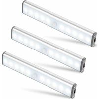Tres luces LED de 10 LED para armarios, inalámbricas, recargables por USB, magnéticas, con sensor de movimiento, 2 modos de iluminación, portátiles. Luces para armarios, luces de emergencia, luces noc