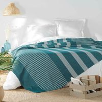 Couvre lit 2 personnes 220 x 240 cm coton/polyester tisse adele Bleu