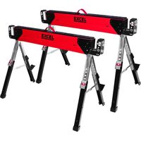 Excel Steel Sawhorse Heavy Duty Adjustable Legs Twin Pack 1178Kg Capacity