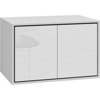 Armario de baño colgante para lavabo Tecavu 103, Blanco brillante + Blanco, Montada en la pared, Número de puertas: 0, 51x78x48cm, Aglomerado laminado, MDF, Número de cajones: 0