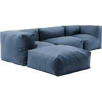 Oviala – Canapé d'angle modulable 4 places bleu pacific – Structure solide avec anneaux en acier inoxydable – Tissu Olefin résistant aux intempéries