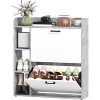Scarpiera Slim 2 Cassetti Ribaltabili 3 Vani Aperti Capacité 15 Scarpe 83x24x90,5 cm Grigio