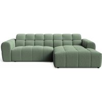 ALEXIA - Canapé d'angle tissu bouclette 4 places Vert Droit