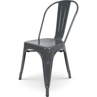 Dunkelgrauer Metallstuhl mit Glanzeffekt - Industrial Style