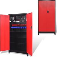 Armario de herramientas 2 puertas acero negro/rojo 90x40x180 cm