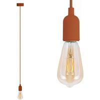 Universal Schnurpendel Textil braun mit E27 Filament LED, Ø 8,5cm