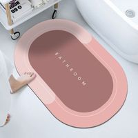 tapis absorbant pour salle de bain - tapis de bain ovale bleu - 40 x 60 cm - boue de diatomées, rose
